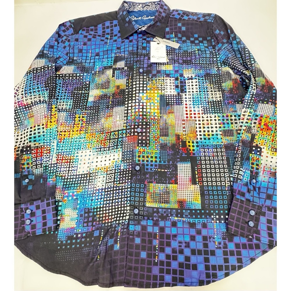 NWT Robert Graham DISCO SKULL Embroidered Sequined Disco Ball Shirt 3XL $328 - Picture 3 of 16